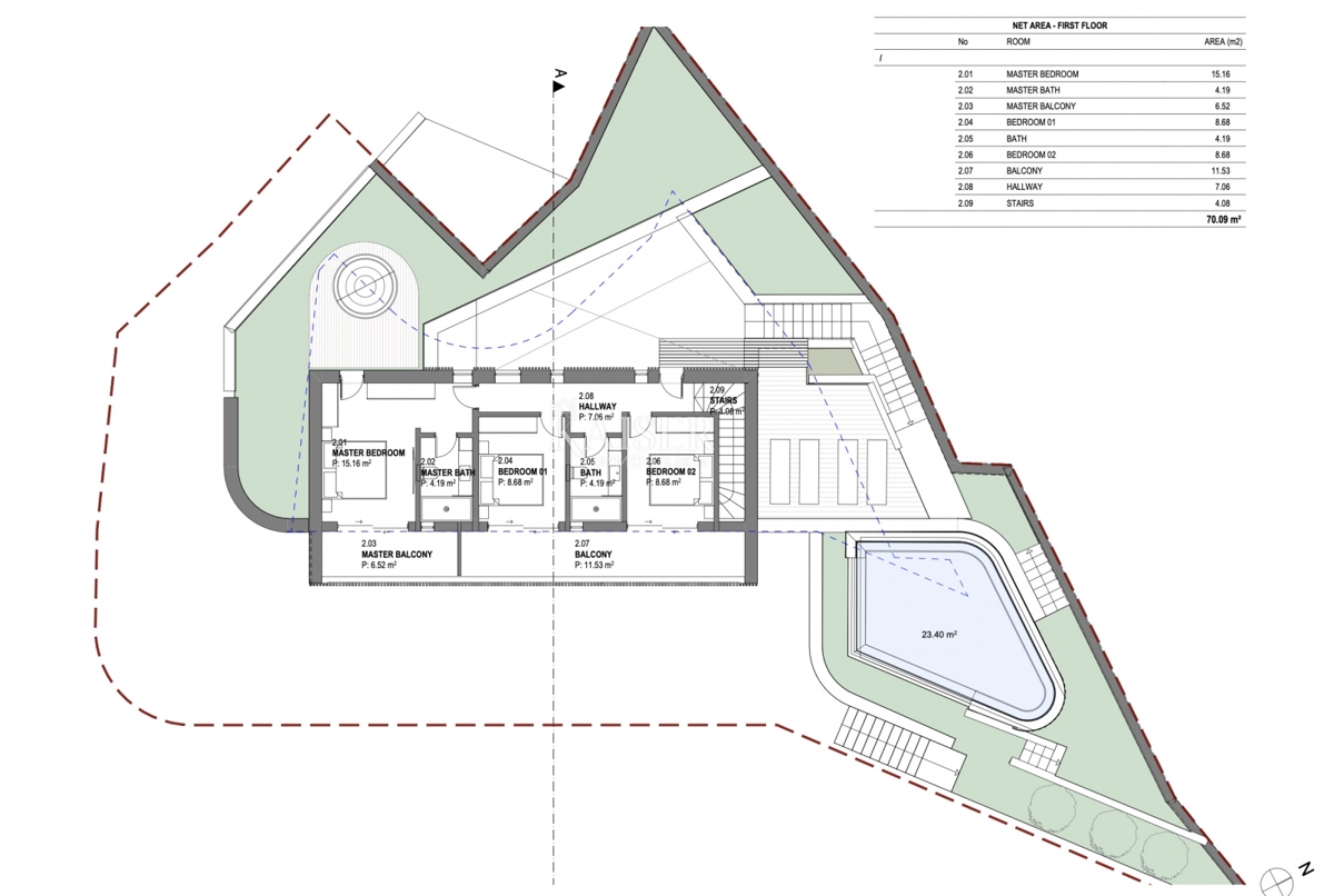 Rabac - gradbeno zemljišče z idejno zasnovo, 505 m2