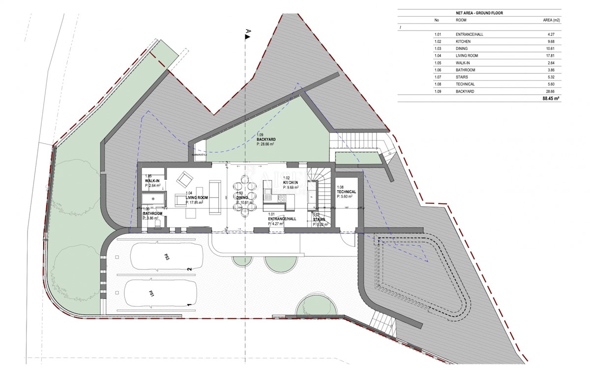 Rabac - gradbeno zemljišče z idejno zasnovo, 505 m2