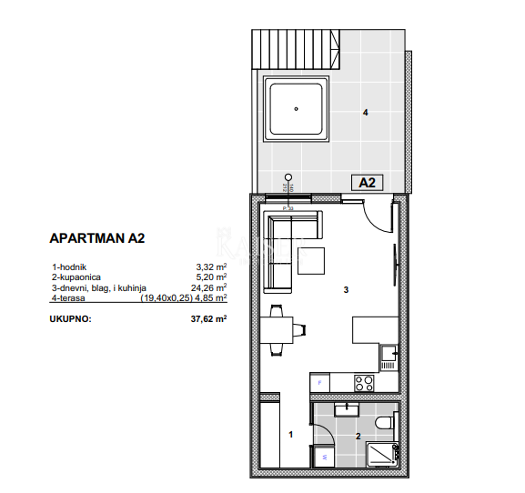 Trogir, Čiovo - studio apartma blizu plaže s pogledom na morje