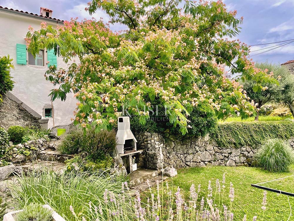 Brseč, kamnita vila z bazenom