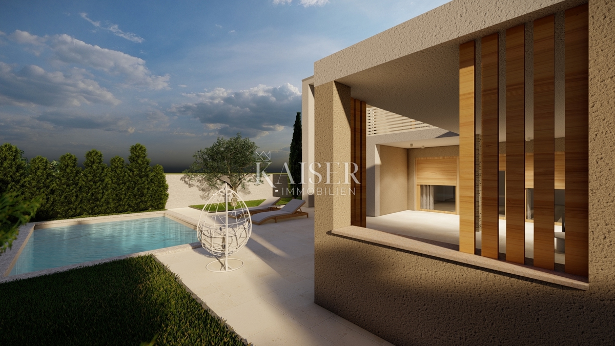 Istra, Vodnjan - moderna polsamostojna vila 260m2 z bazenom v mirnem okolju