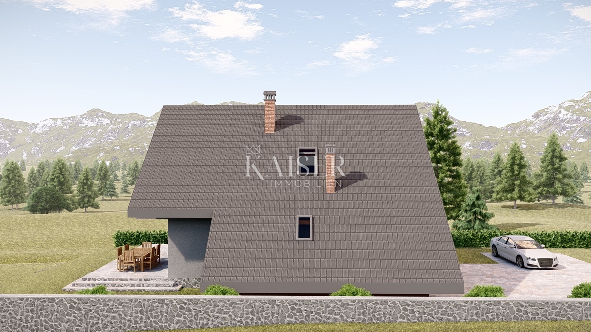 Ravna Gora, Stari Laz - gradbeno zemljišče 1500 m2 z gradbenim dovoljenjem