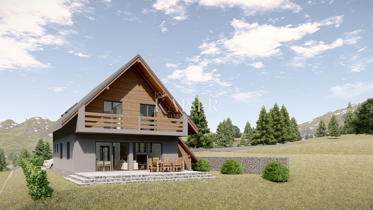 Ravna Gora, Stari Laz - gradbeno zemljišče 1500 m2 z gradbenim dovoljenjem