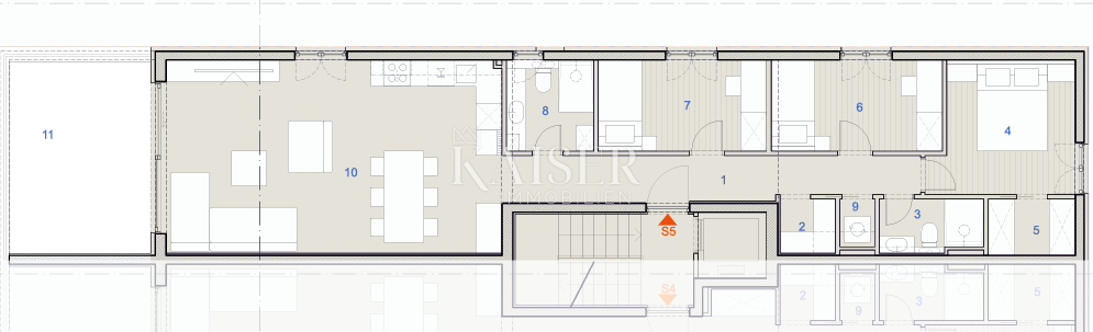 Kaštel Sućurac, Split - Prostorno trisobno stanovanje S5 s pogledom na morje, prva vrsta do morja