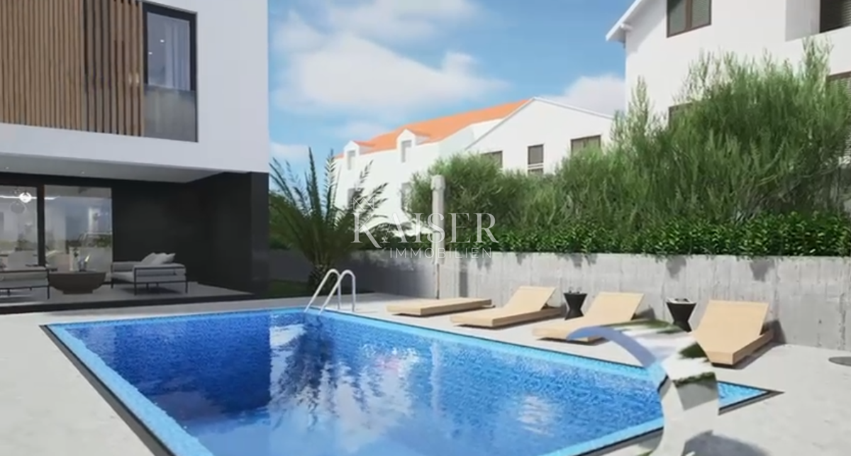 Vodice - Luksuzna moderna vila z bazenom in garažo 300 metrov od morja