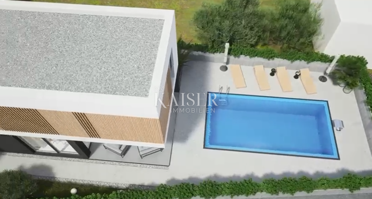 Vodice - Luksuzna moderna vila z bazenom in garažo 300 metrov od morja