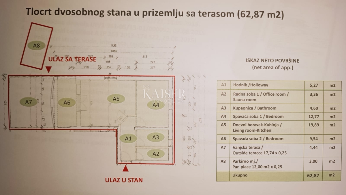 Pula, Veli Vrh - moderno stanovanje 62m2 v pritličju 