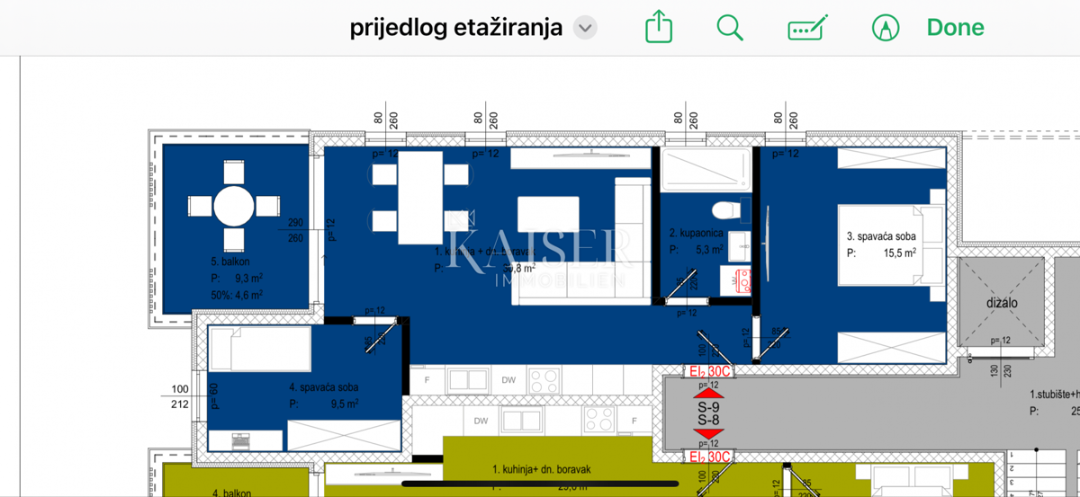 Zadar, Diklo, 92,4 m2, strešna terasa, 50 m od morja