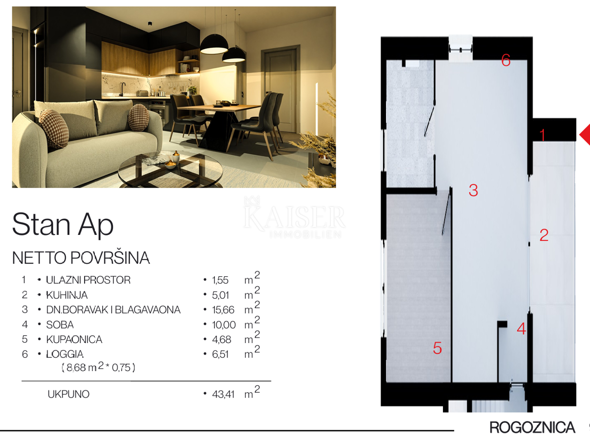 Stanovanje Rogoznica, 1m2