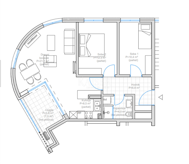 Stanovanje Martinkovac, Rijeka, 77m2