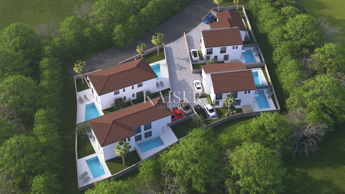 Otok Krk, Malinska - dvojna hiša 100m2, pogled na morje