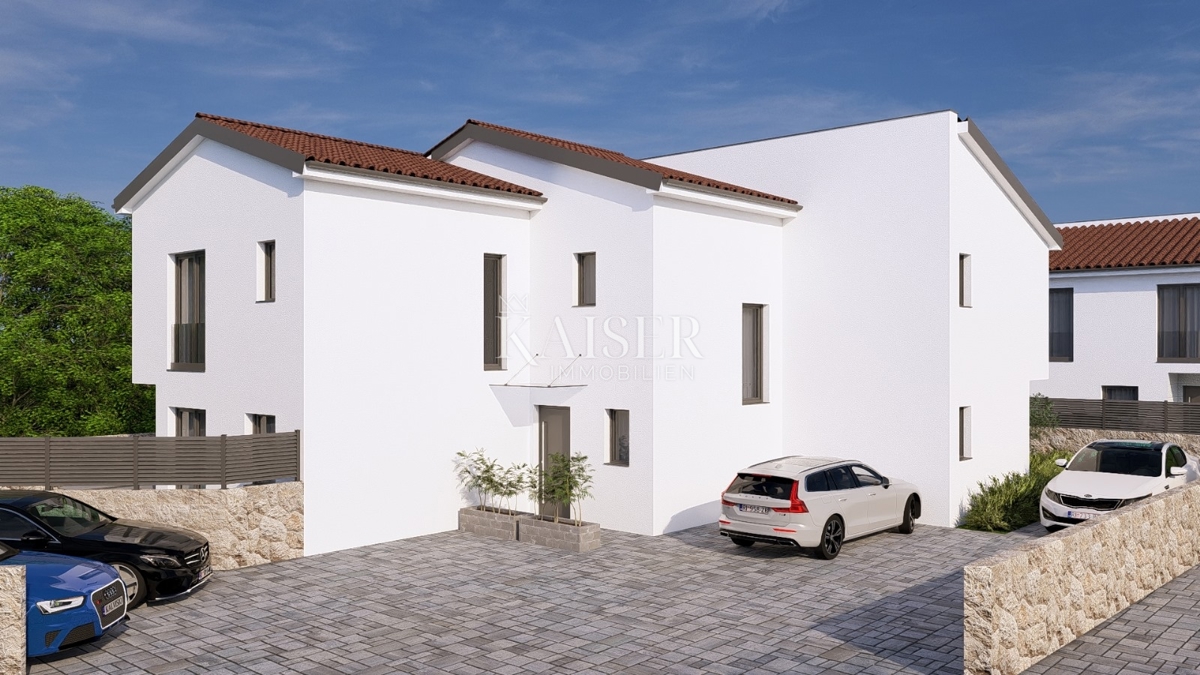 Otok Krk, Malinska - dvojna hiša 100m2, pogled na morje