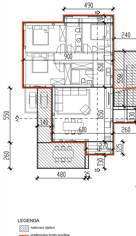 Srime, Vodice - Luksuzno dvonadstropno stanovanje z bazenom in pogledom na morje