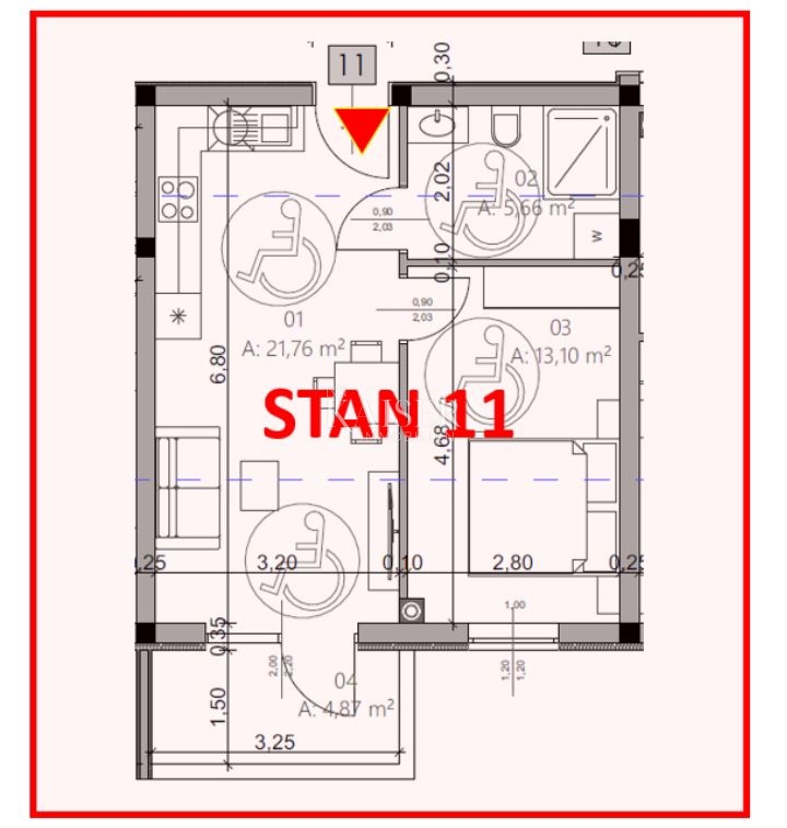 Istra, Pula - enosobno stanovanje 42m² z balkonom