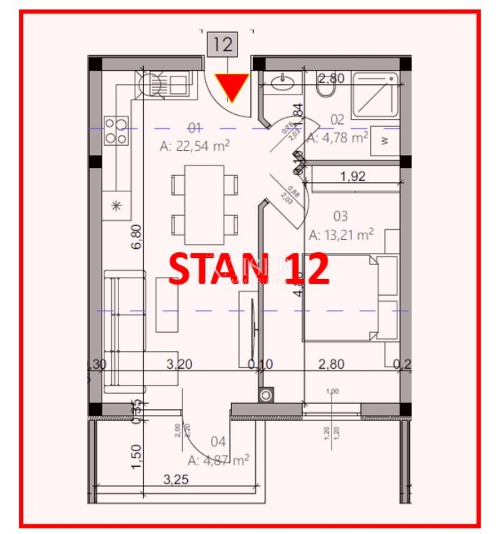 Istra, Pula - enosobno stanovanje 42m² z balkonom