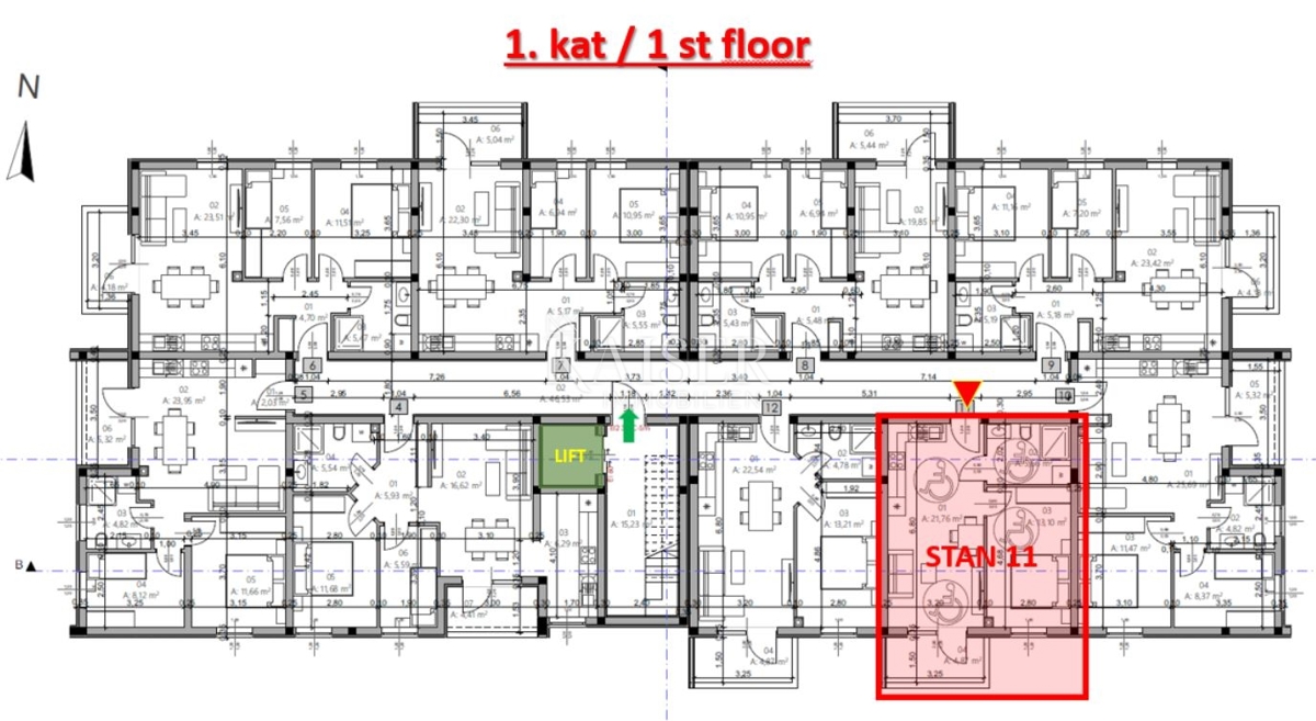 Istra, Pula - enosobno stanovanje 42m² z balkonom
