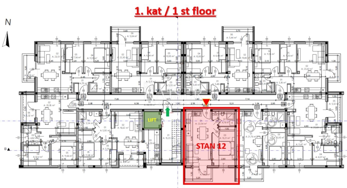 Istra, Pula - enosobno stanovanje 42m² z balkonom