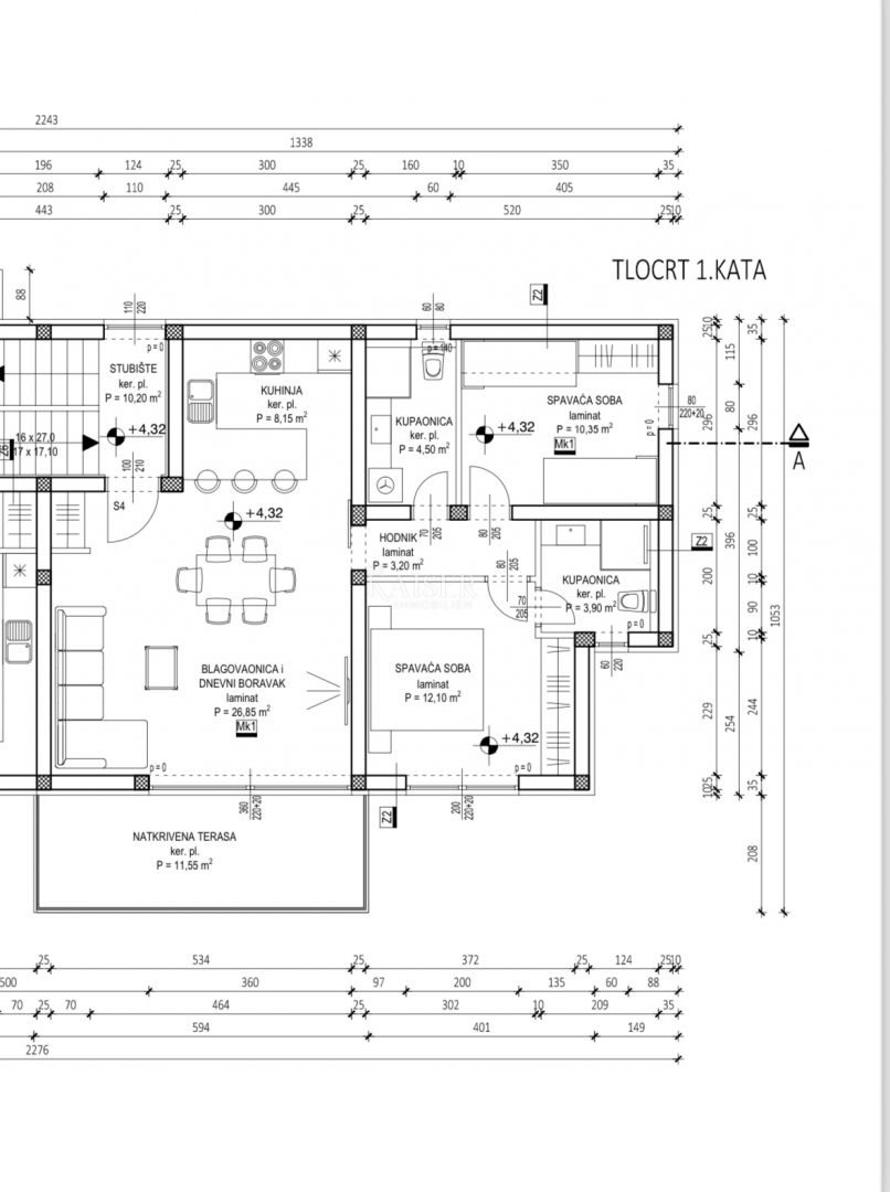 Zadar, Privlaka apartma v novi stavbi, 70 m od morja