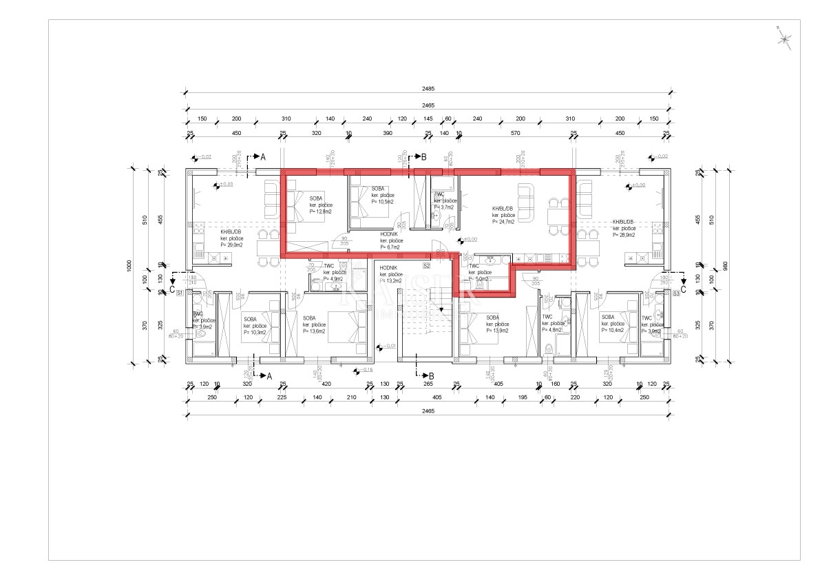 Stanovanje Sabunike, Privlaka, 73,90m2