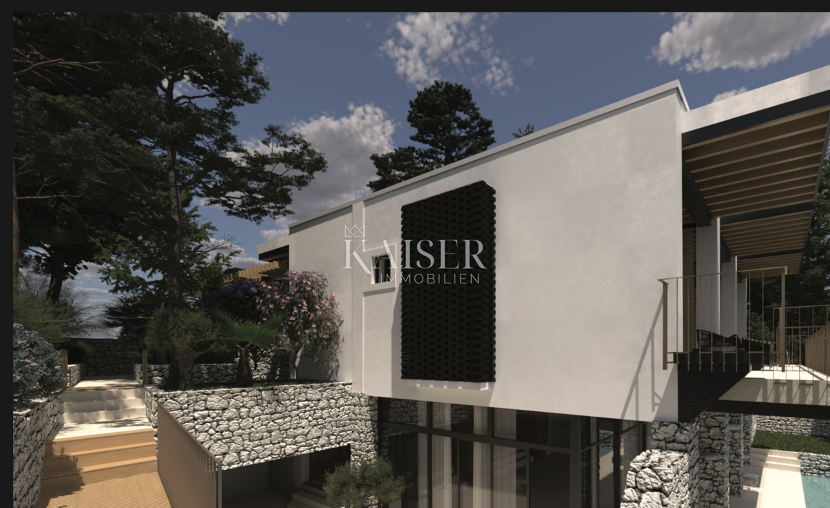 Opatija, Mošćenice - Vaš pogled na Kvarner, gradbeno zemljišče z gradnjo luksuzne vile v teku 