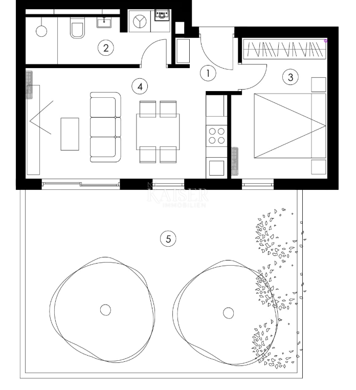 Zadar, Ričine - stanovanje 50,5 m2 z vrtom, novogradnja