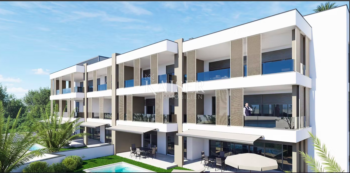 Zadar – Zaton | Elegantno stanovanje z veliko teraso – prva vrsta ob morju
