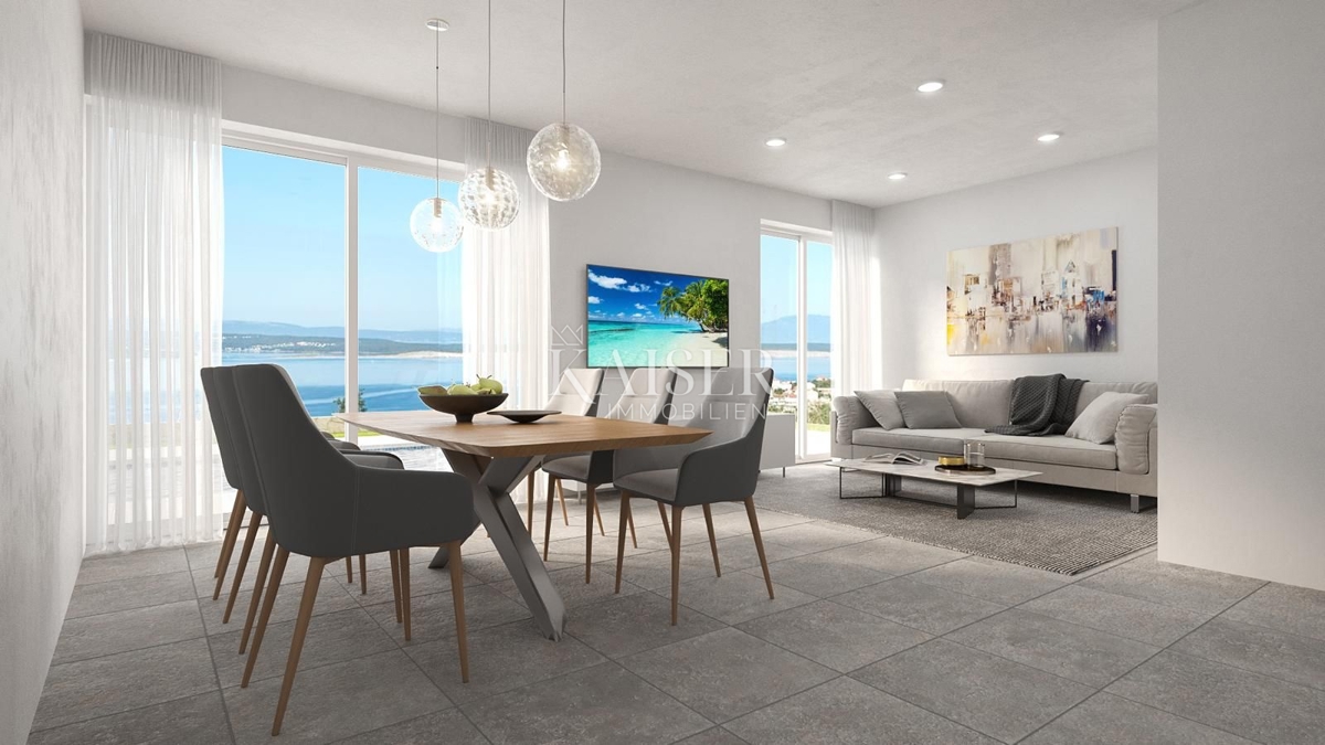 Crikvenica - pol samostojna hiša 97m2 s panoramskim razgledom 