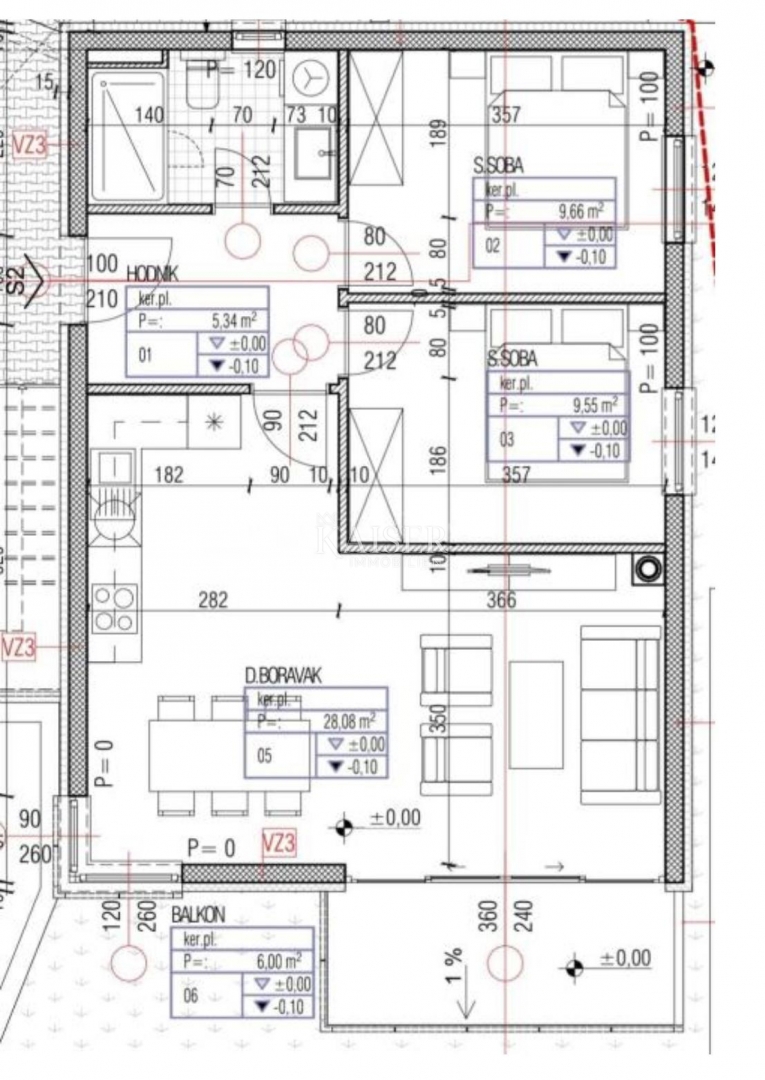 Moderno dvosobno stanovanje z balkonom v središču Primoštena