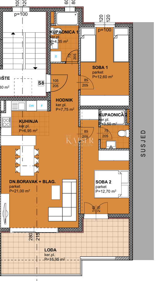Stanovanje Makarska, 81,56m2