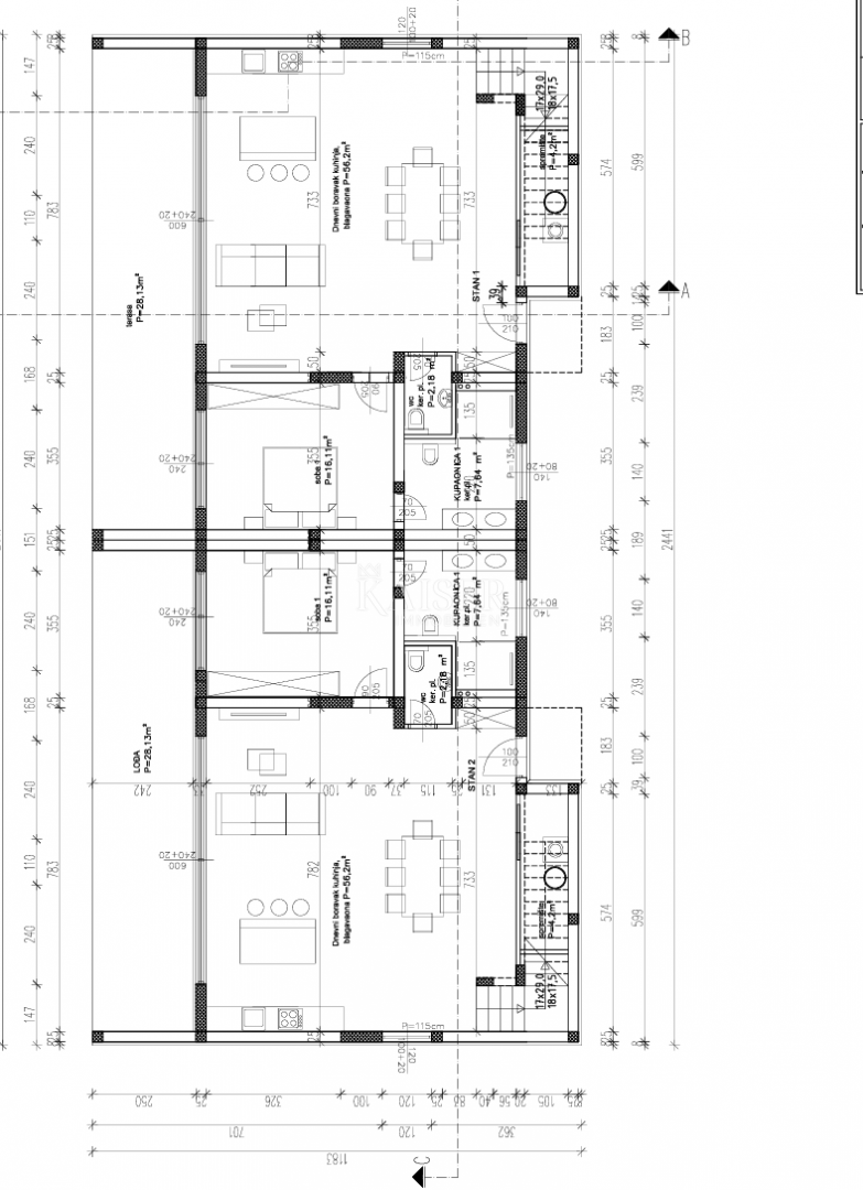 Drage, Pakoštane - Luksuzna polpritlična hiša z bazenom in strešno teraso