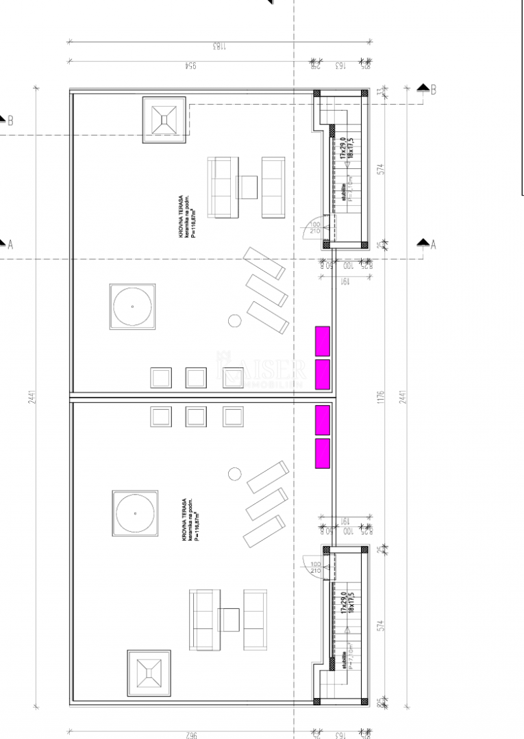Drage, Pakoštane - Luksuzna polpritlična hiša z bazenom in strešno teraso