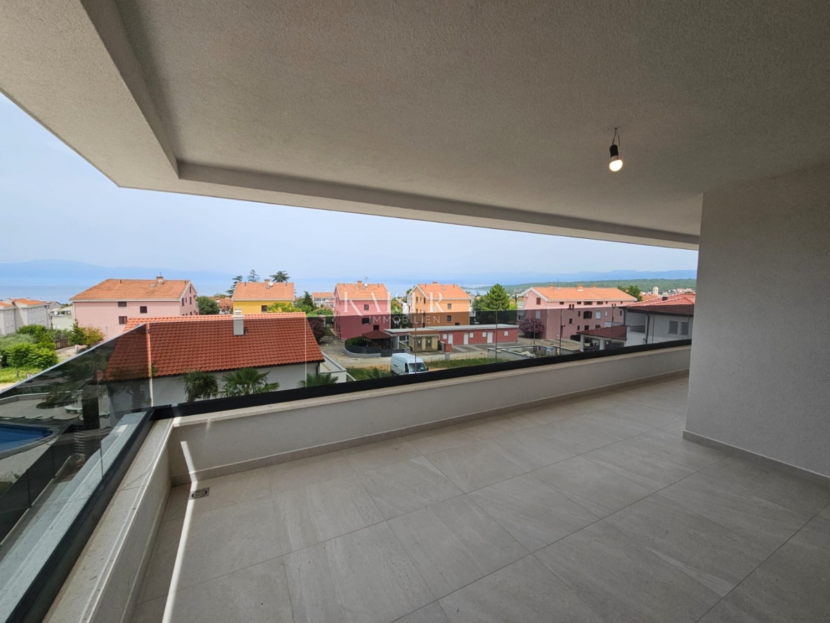 Malinska - apartma v gradnji 80m2, pogled na morje