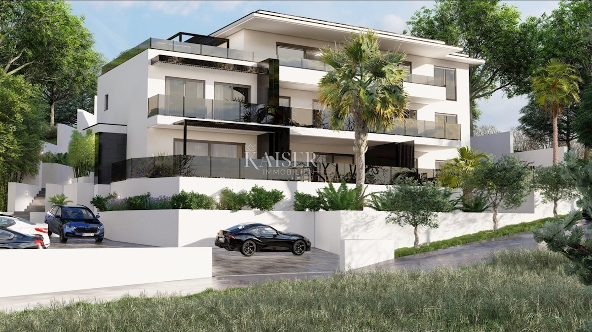 Otok Krk, Omišalj - apartma 90m2 z vrtom, 100m od morja