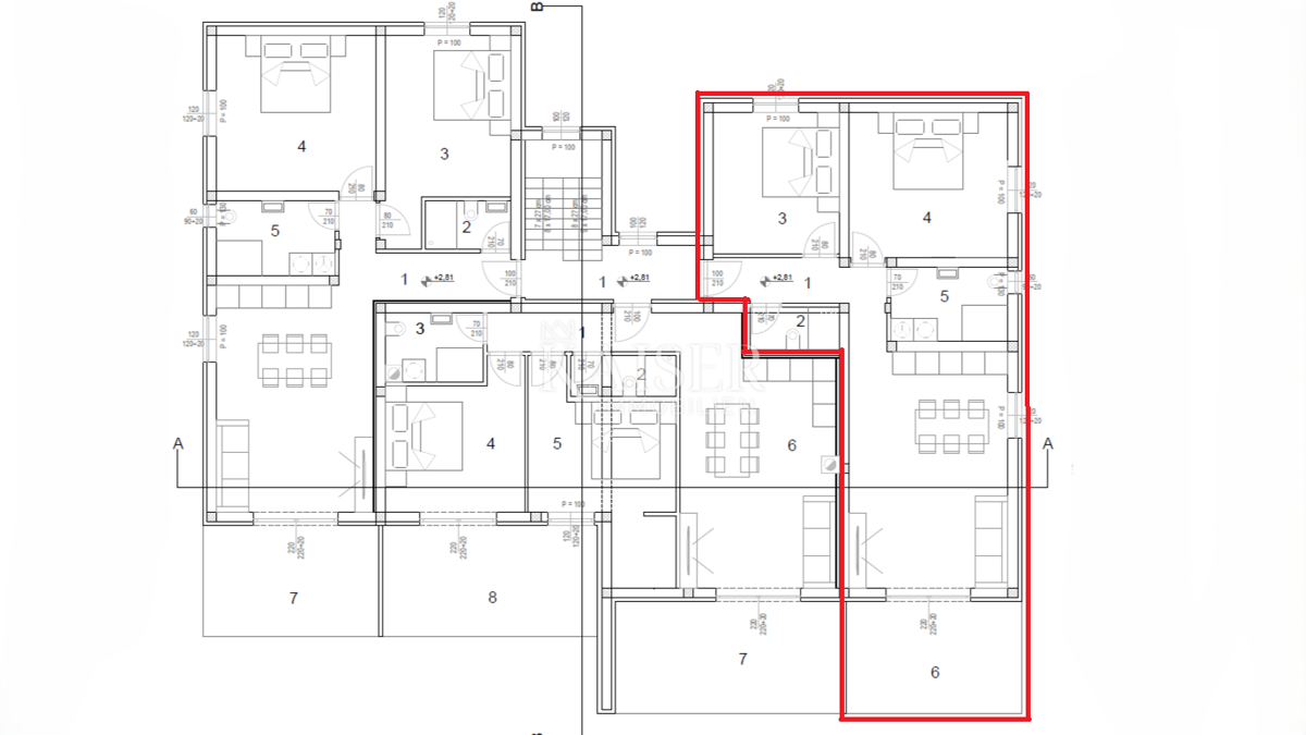 Istra, Novigrad - dvosobno stanovanje z dnevno sobo, 68m2, prvo nadstropje