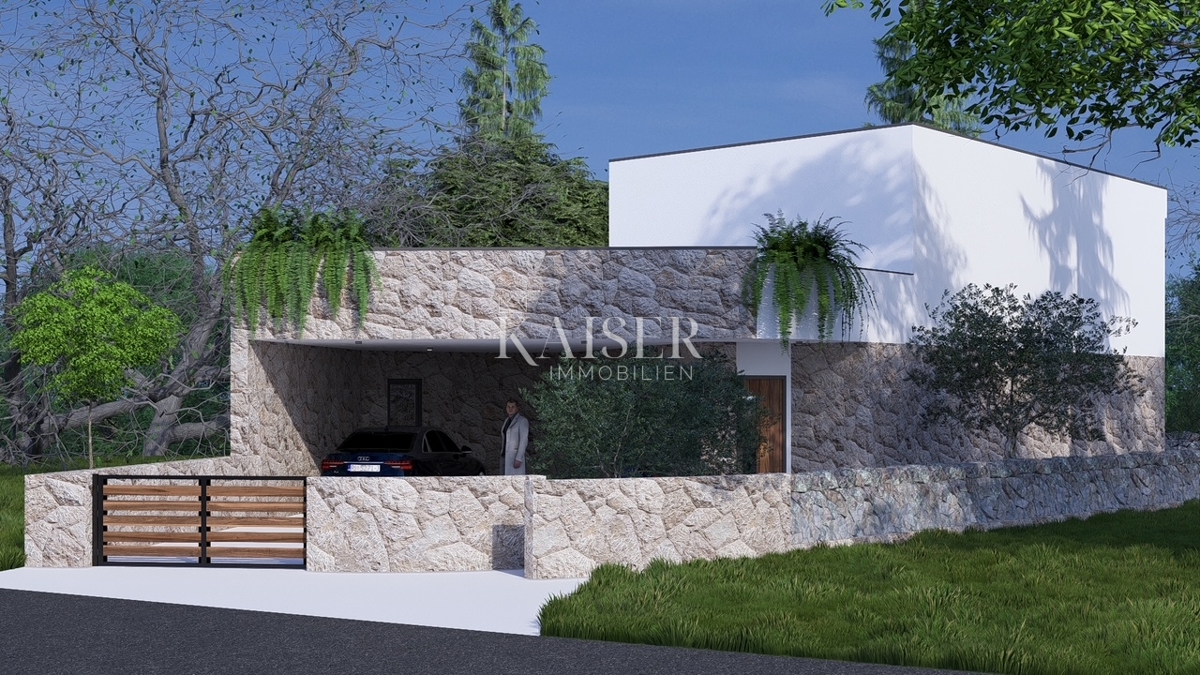 Otok Krk, Žgaljići - gradbeno zemljišče 500m2 s projektom za družinsko hišo