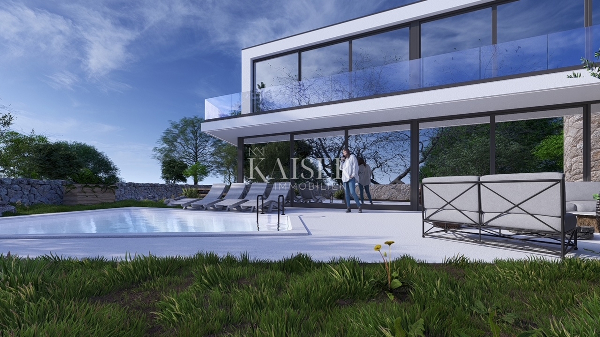 Otok Krk, Žgaljići - gradbeno zemljišče 500m2 s projektom za družinsko hišo