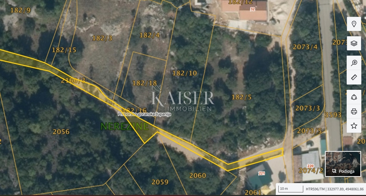 Mali Lošinj, Nerezine - lepo gradbeno zemljišče 640 m2
