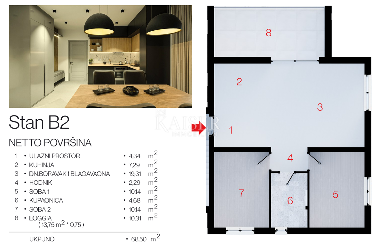 Stanovanje Rogoznica, 1m2