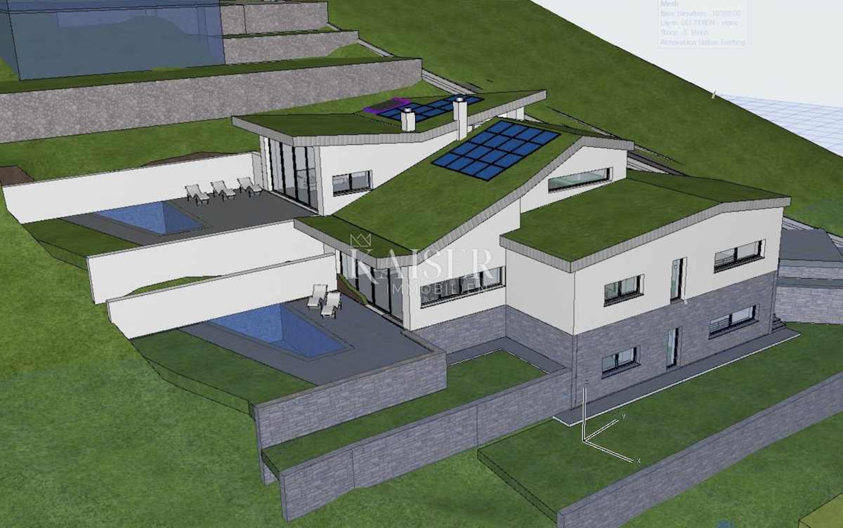 Lovran – gradbeno zemljišče 100 m od morja s projektom za 6 luksuznih stanovanjskih enot