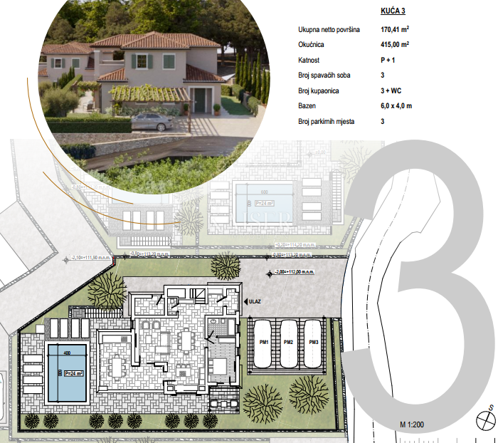 Otok Krk, mediteranska vila z bazenom in pogledom na morje