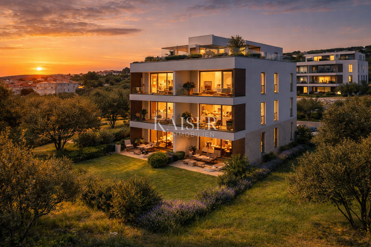 Zadar, Sveti Filip i Jakov – Stavba 1, Apartma A1 z 2 spalnicama, zasebnim vrtom in pogledom na morje (151,86 m²)