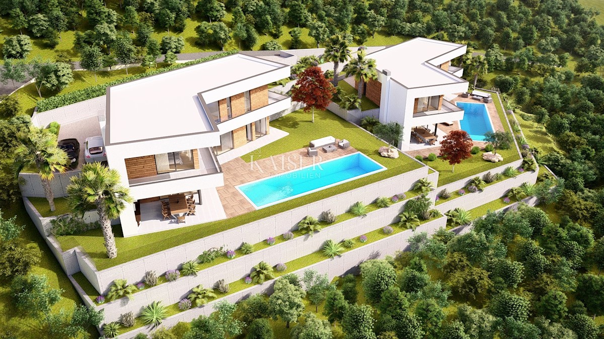 Mošćenička Draga - zemljišče s pogledom na morje, 1.215 m2