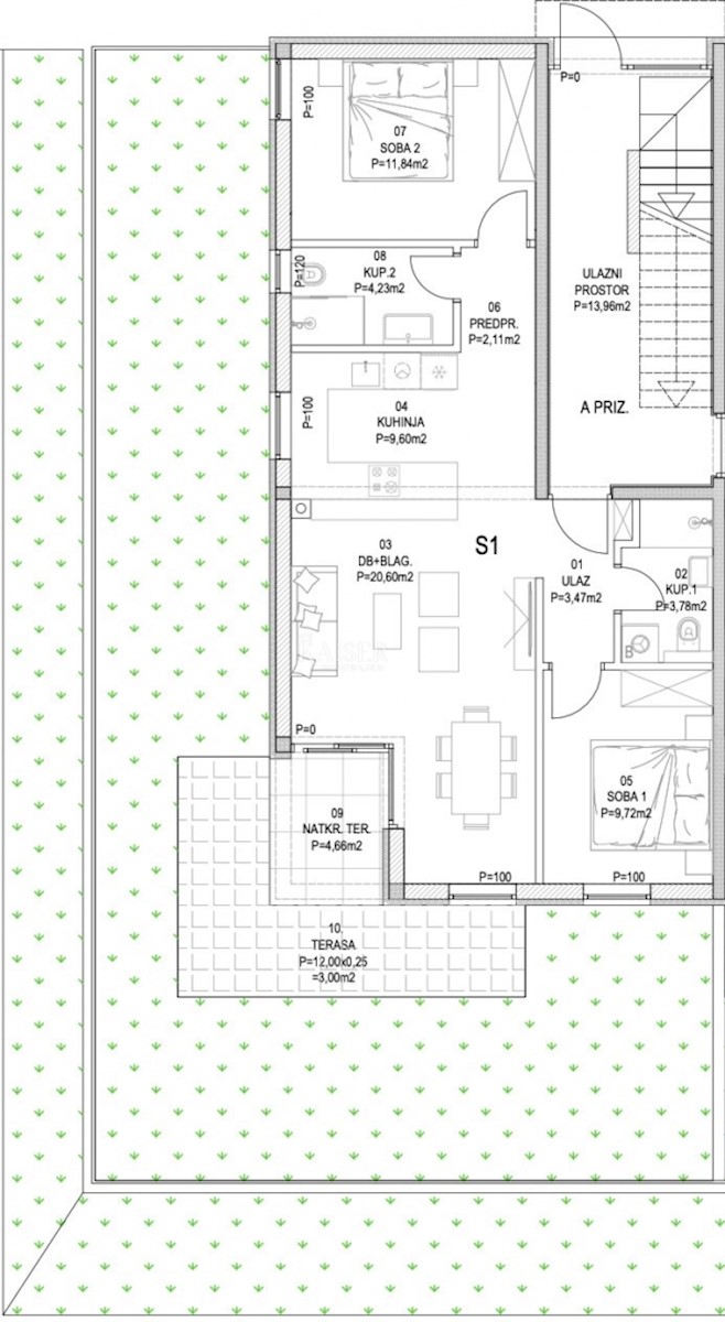 Barban - novogradnja, 2s s teraso, 73 m2