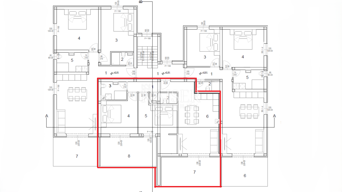 Istra, Novigrad - dvosobno stanovanje z dnevno sobo, 66m2; prvo nadstropje