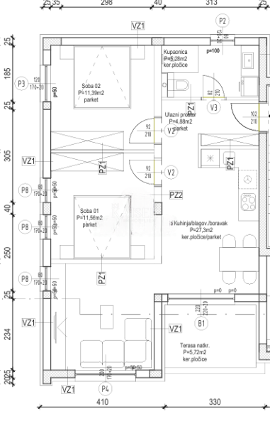 Šibenik, Brodarica - dvosobno stanovanje 73,61 m2 v novogradnji v bližini plaže Rezalište