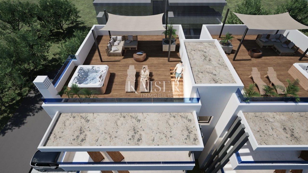 Zadar, Sukošan - penthouse z razgledom, 200 m od plaže