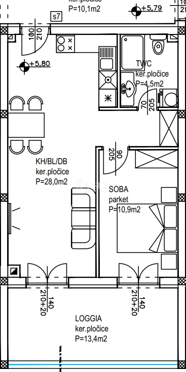 Stanovanje Crvene kuće, Zadar, 64,30m2