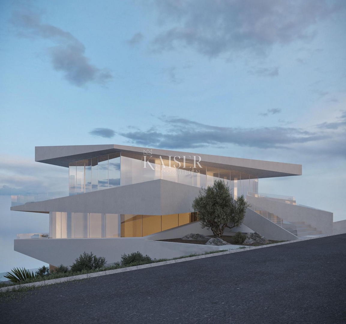 Istra, Plomin - moderna vila s panoramskim razgledom na Kvarnerski zaliv