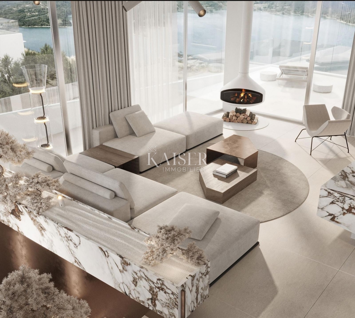 Istra, Plomin - moderna vila s panoramskim razgledom na Kvarnerski zaliv