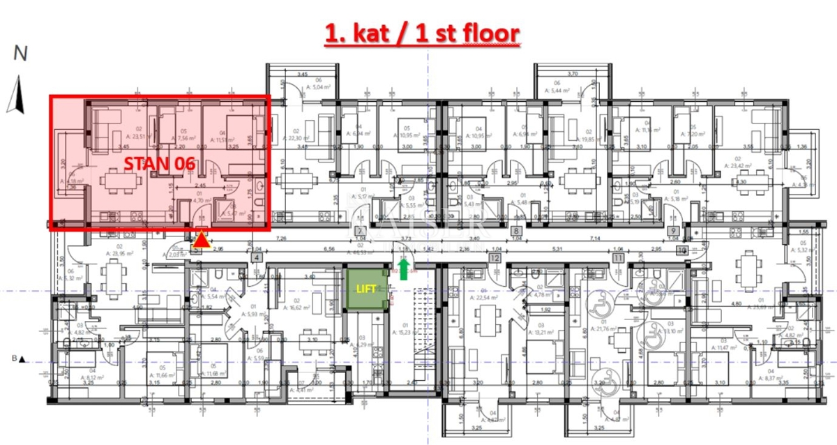 Istra, Pula - dvosobno stanovanje 54m2 v novogradnji z dvigalom